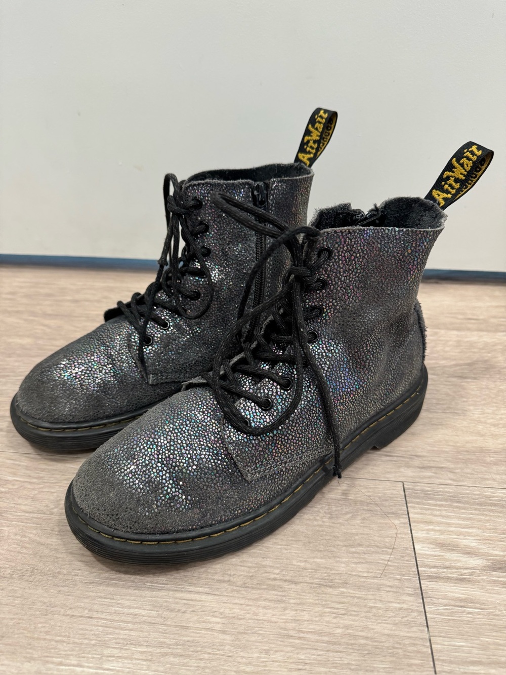 Dr. Martens Black Iridescent Lace-Up Boots